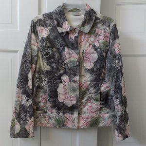 Chico's Floral Jean Style Jacket Size 1 M